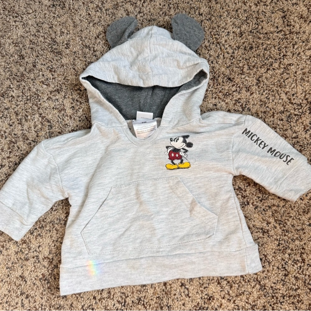 Mickey Mouse Gray Baby Hoodie 0-3 Months
